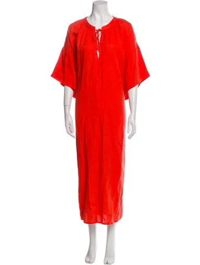 Pre-owned Mara Hoffman V-neck Long Dress In Orange