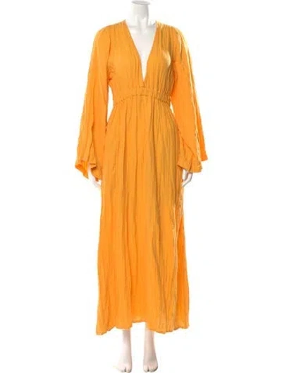 Pre-owned Mara Hoffman V-neck Long Dress In Orange