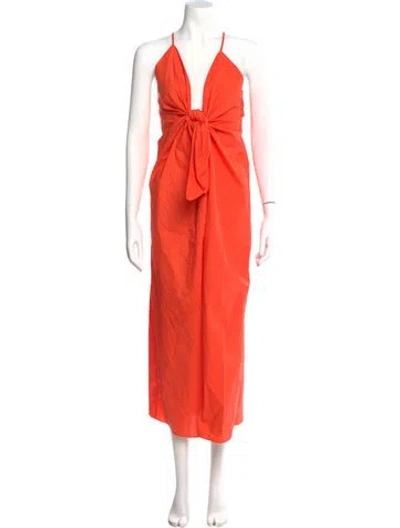 Pre-owned Mara Hoffman V-neck Long Dress In Orange