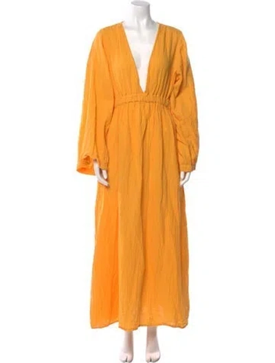 Pre-owned Mara Hoffman V-neck Long Dress In Orange
