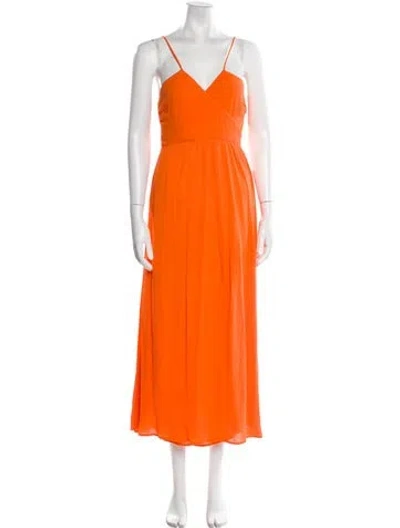 Pre-owned Mara Hoffman V-neck Long Dress In Orange