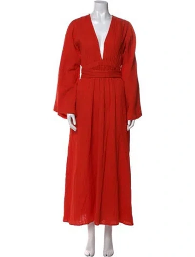 Pre-owned Mara Hoffman V-neck Long Dress In Orange
