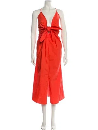 Pre-owned Mara Hoffman V-neck Long Dress In Orange