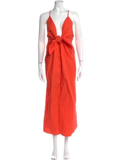 Pre-owned Mara Hoffman V-neck Long Dress In Orange