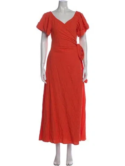 Pre-owned Mara Hoffman V-neck Long Dress In Orange