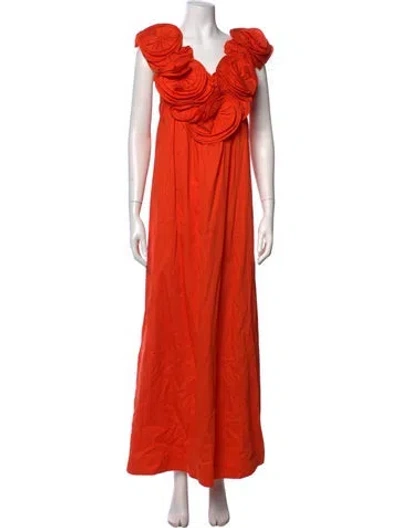Pre-owned Mara Hoffman V-neck Long Dress In Orange