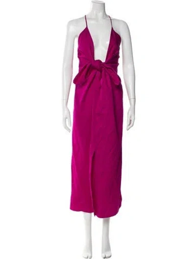 Pre-owned Mara Hoffman V-neck Long Dress In Pink