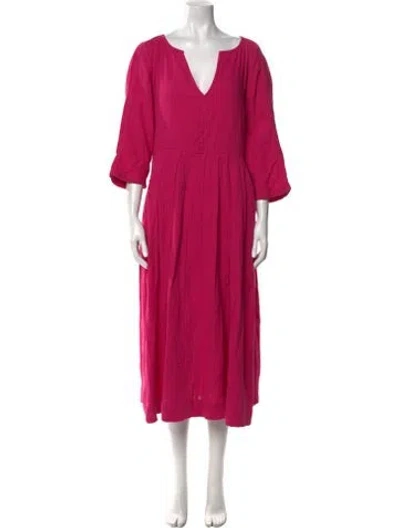 Pre-owned Mara Hoffman V-neck Long Dress In Pink