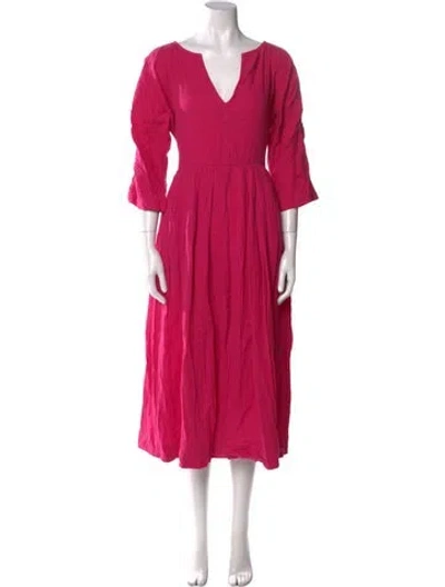 Pre-owned Mara Hoffman V-neck Long Dress In Pink