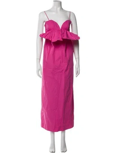 Pre-owned Mara Hoffman V-neck Long Dress In Pink