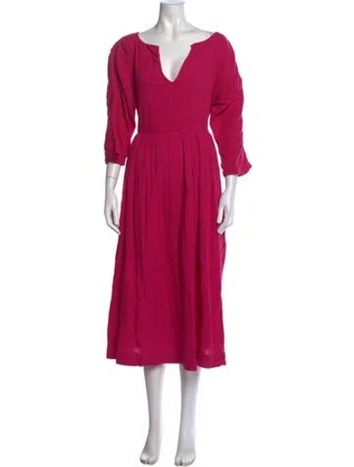 Pre-owned Mara Hoffman V-neck Long Dress In Pink
