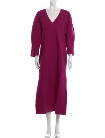 Pre-owned Mara Hoffman V-neck Long Dress In Purple