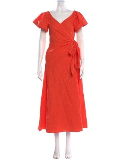 Pre-owned Mara Hoffman V-neck Long Dress In Red
