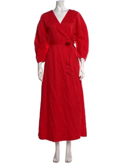 Pre-owned Mara Hoffman V-neck Long Dress In Red