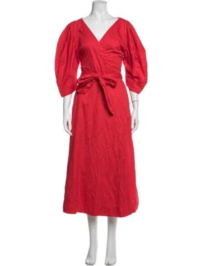 Pre-owned Mara Hoffman V-neck Long Dress In Red