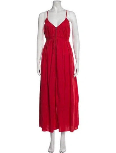 Pre-owned Mara Hoffman V-neck Long Dress In Red