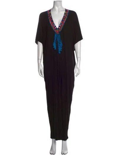 Pre-owned Mara Hoffman V-neck Long Dress W/ Tags In Black