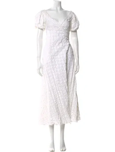 Pre-owned Mara Hoffman V-neck Long Dress In White