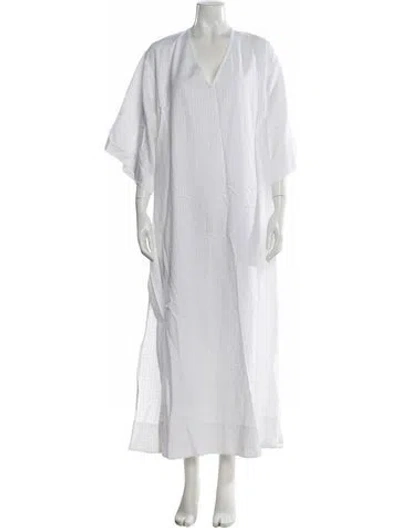 Pre-owned Mara Hoffman V-neck Long Dress In White
