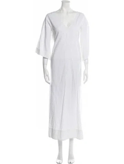 Pre-owned Mara Hoffman V-neck Long Dress In White