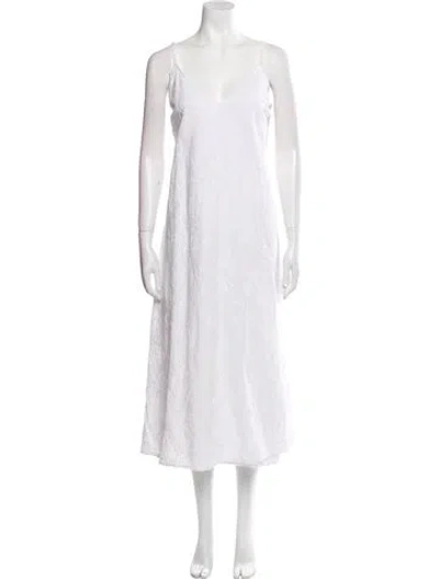 Pre-owned Mara Hoffman V-neck Long Dress In White