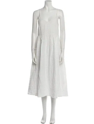 Pre-owned Mara Hoffman V-neck Long Dress In White