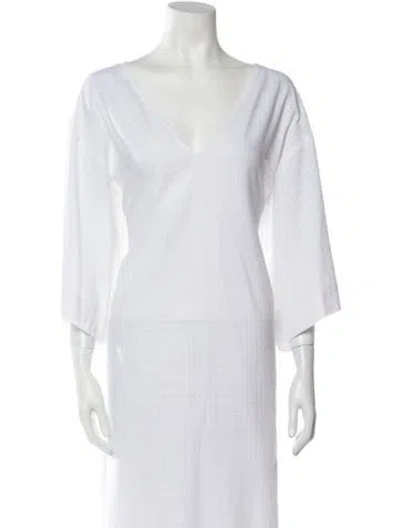 Pre-owned Mara Hoffman V-neck Long Dress In White