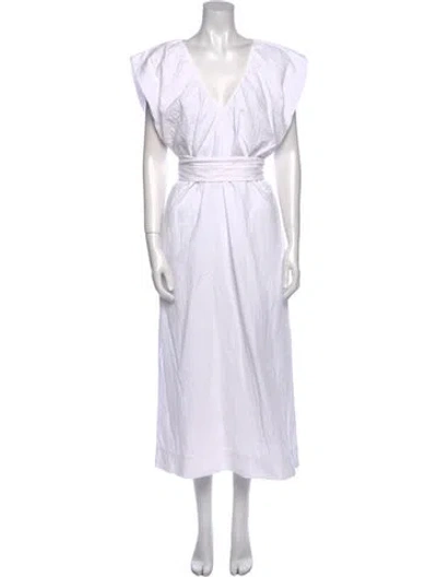 Pre-owned Mara Hoffman V-neck Long Dress In White