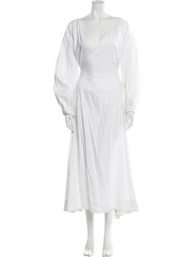 Pre-owned Mara Hoffman V-neck Long Dress In White