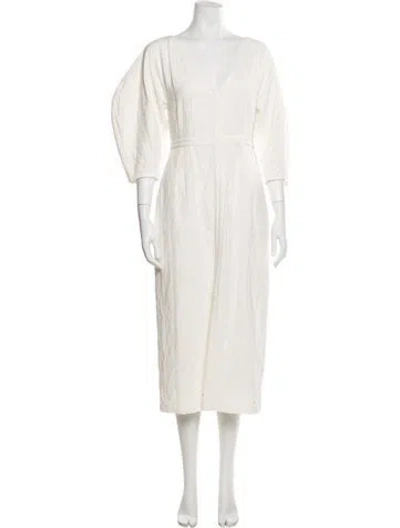 Pre-owned Mara Hoffman V-neck Long Dress In White