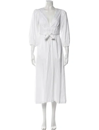 Pre-owned Mara Hoffman V-neck Long Dress In White