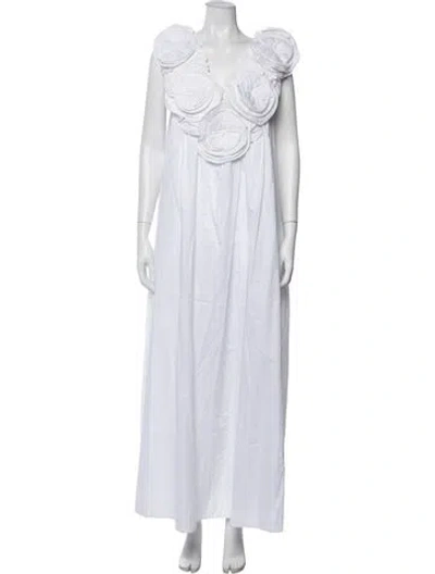 Pre-owned Mara Hoffman V-neck Long Dress In White