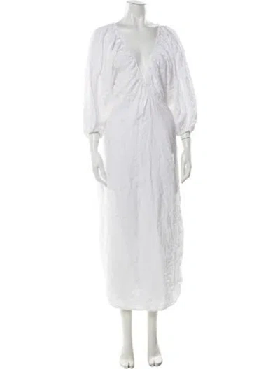 Pre-owned Mara Hoffman V-neck Long Dress In White