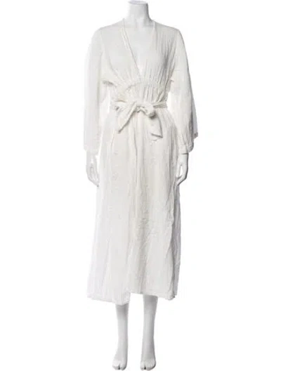 Pre-owned Mara Hoffman V-neck Long Dress In White