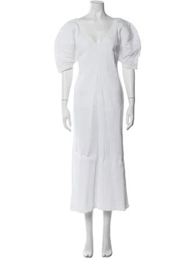 Pre-owned Mara Hoffman V-neck Long Dress In White
