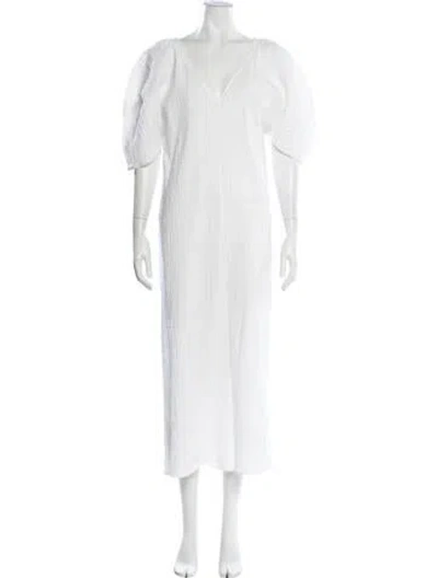 Pre-owned Mara Hoffman V-neck Long Dress In White