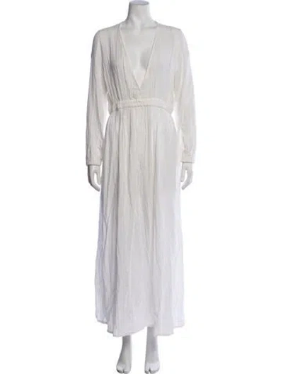 Pre-owned Mara Hoffman V-neck Long Dress In White