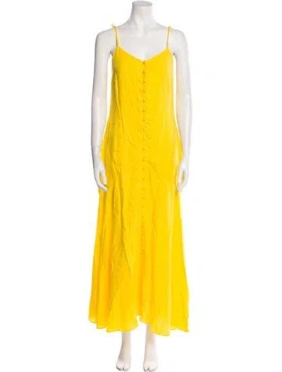 Pre-owned Mara Hoffman V-neck Long Dress In Yellow