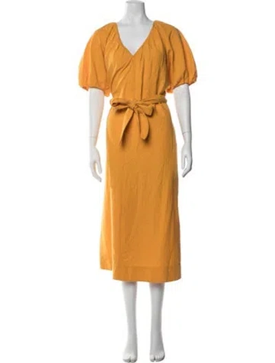 Pre-owned Mara Hoffman V-neck Long Dress In Yellow