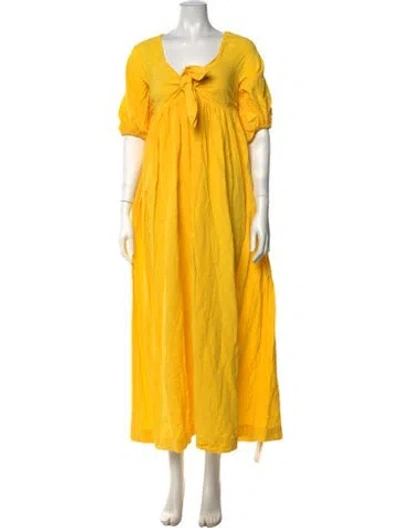 Pre-owned Mara Hoffman V-neck Long Dress In Yellow