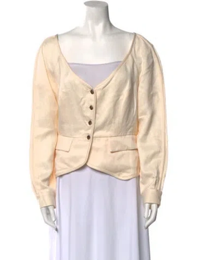 Pre-owned Mara Hoffman V-neck Long Sleeve Blouse W/ Tags In Neutral