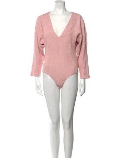 Pre-owned Mara Hoffman V-neck Long Sleeve Bodysuit In Pink