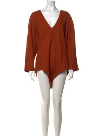 Pre-owned Mara Hoffman V-neck Long Sleeve Bodysuit In Pink