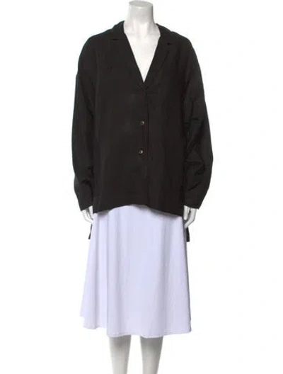 Pre-owned Mara Hoffman V-neck Long Sleeve Button-up Top In Black