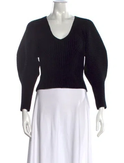 Pre-owned Mara Hoffman V-neck Long Sleeve Top In Black