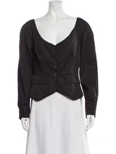 Pre-owned Mara Hoffman V-neck Long Sleeve Top In Gray