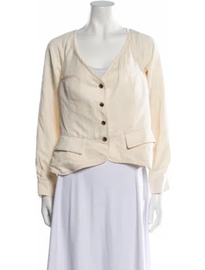 Pre-owned Mara Hoffman V-neck Long Sleeve Top In Neutral