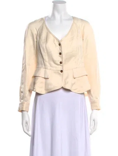 Pre-owned Mara Hoffman V-neck Long Sleeve Top In Neutrals