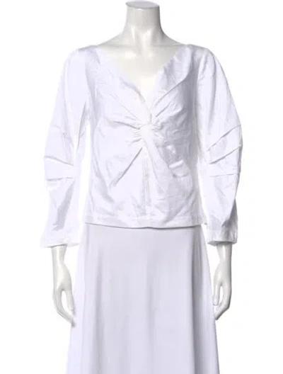 Pre-owned Mara Hoffman V-neck Long Sleeve Top W/ Tags In White