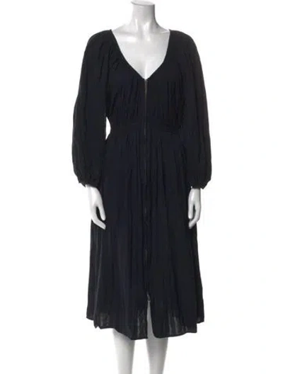 Pre-owned Mara Hoffman V-neck Midi Length Dress In Black
